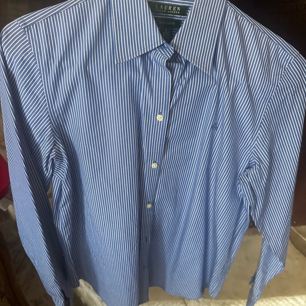 Lauren Ralph Lauren Navy Striped Dress Shirt